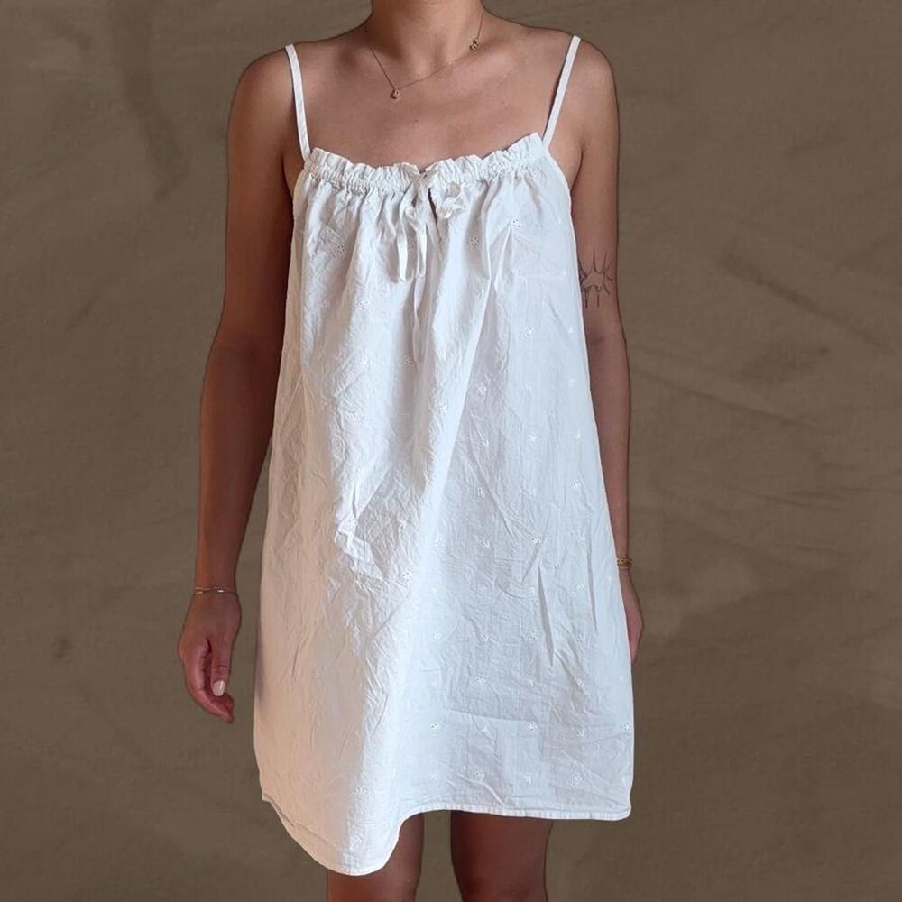 Mango cotton white nightgown with open work detail size medium